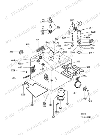 Взрыв-схема плиты (духовки) Electrolux EOB528 - Схема узла Functional parts